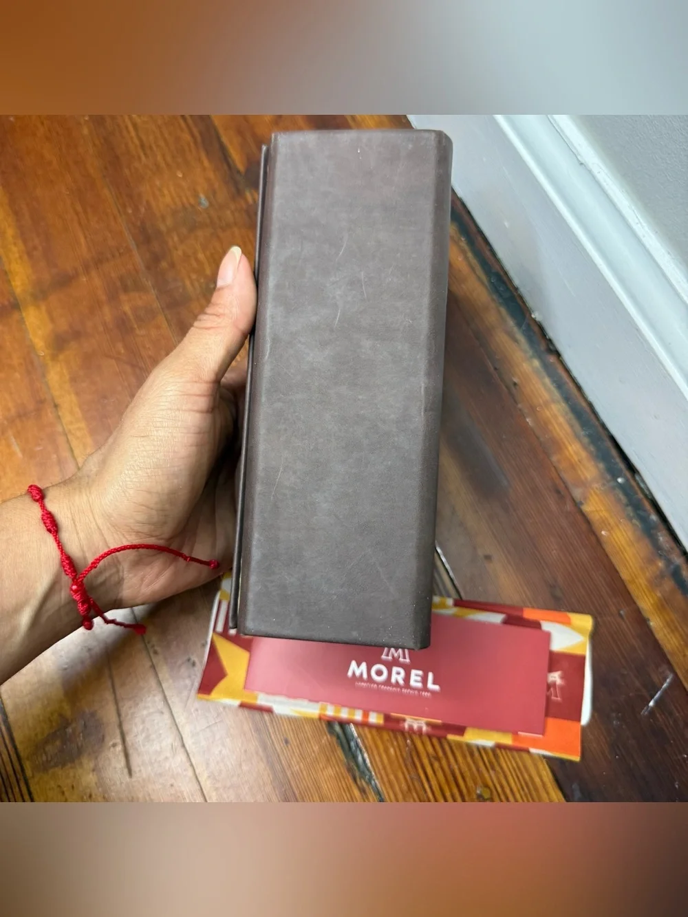 Signature Brown Leatherette Case with Red Accent Sleeve